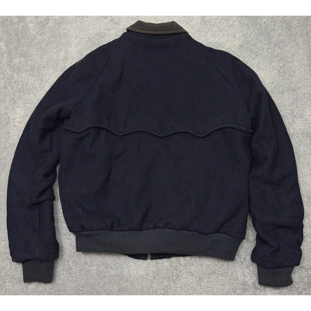 Vintage 80s Banana Republic Bomber Jacket Size 38 Navy Wool Safari Classic 1980s